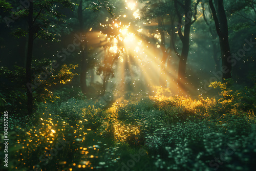 Springtime Forest at Sunrise