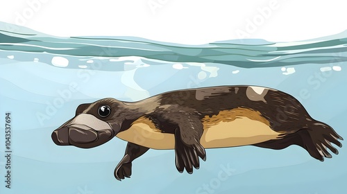 Flat of Swimming Platypus with Ample Copy Space Above photo