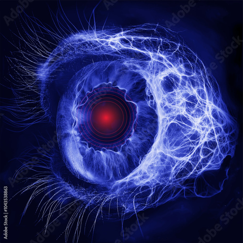 Humen eye with injury x-ray film on a dark blue background