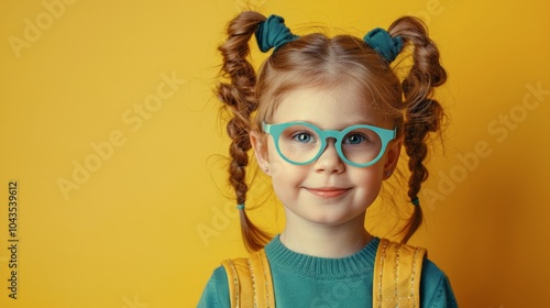 Little Girl in Green Sweater and Glasses