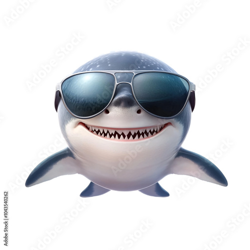 Cute Baby Shark in Sunglasses Isolated on Transparent Background