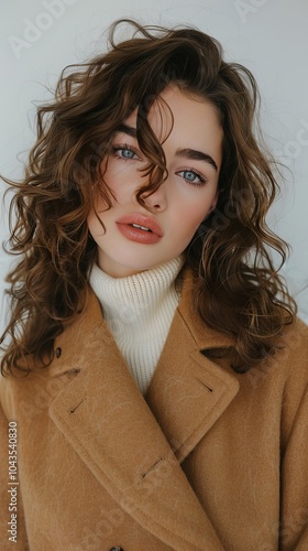 Woman in Black Coat Posing