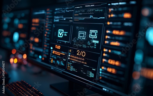 Wallpaper Mural Close-up of a computer monitor displaying complex data analytics dashboard. Torontodigital.ca