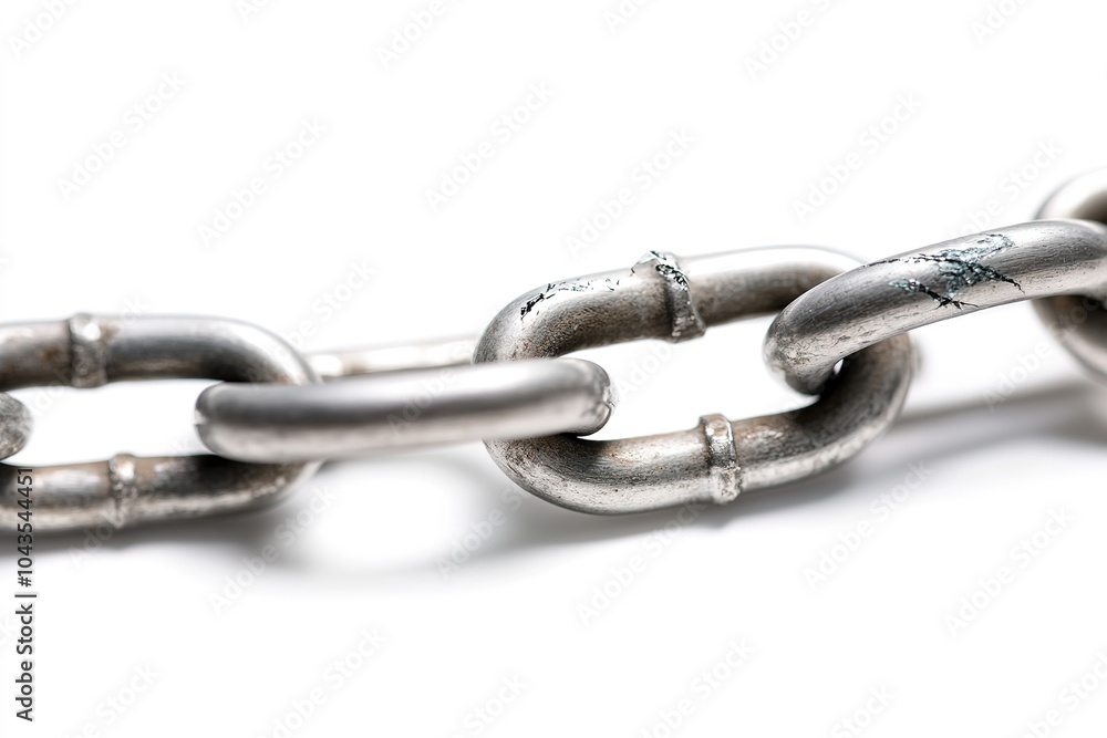 Obraz premium Close-up of strong metal chains on white background