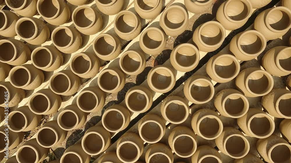 Diya (Oil lamps) or earthen lamps for Diwali Festival with clay, Artistic beautiful clay lamp made by potter, Handwork craft.