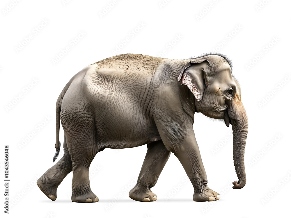 Obraz premium Side view of walking Asian Elephant isolated on white background.