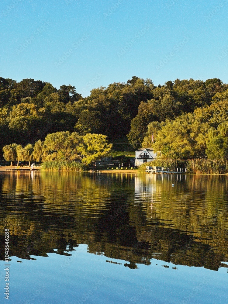 Fototapeta premium autumn landscape with lake