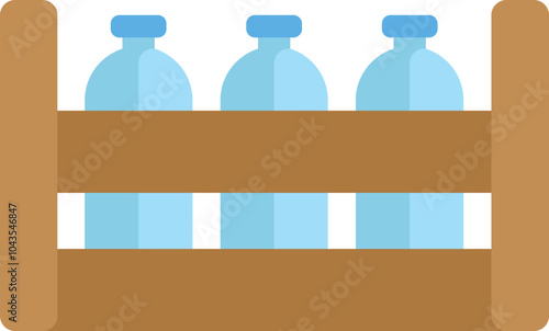 Wooden crate holding three water bottles being delivered, a concept of home delivery service