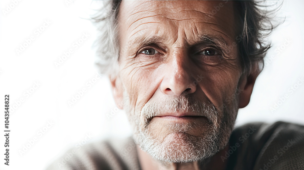 Smiling mature man with gray hair and beard, relaxed and casual pose, close-up portrait against a light background
Smiling mature man with gray hair and beard, relaxed and casual pose, close-up portrait against a light background