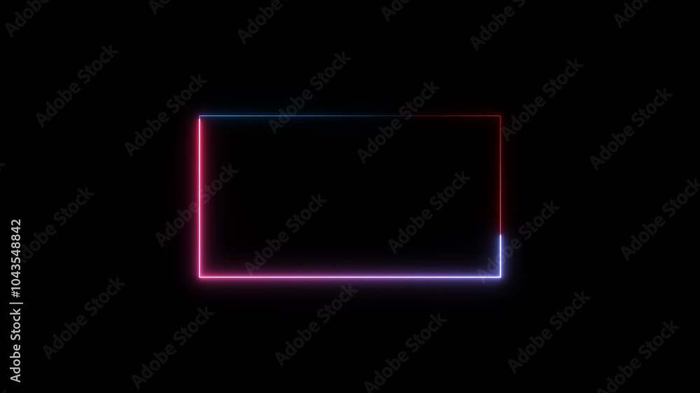 abstract Glowing Neon light frame rectangle loading icon background in 4k video animation. abstract Glowing Neon light frame rectangle loading icon background in 4k video animation.