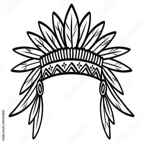 Native Indian American Hat Headdress Vector Illustration