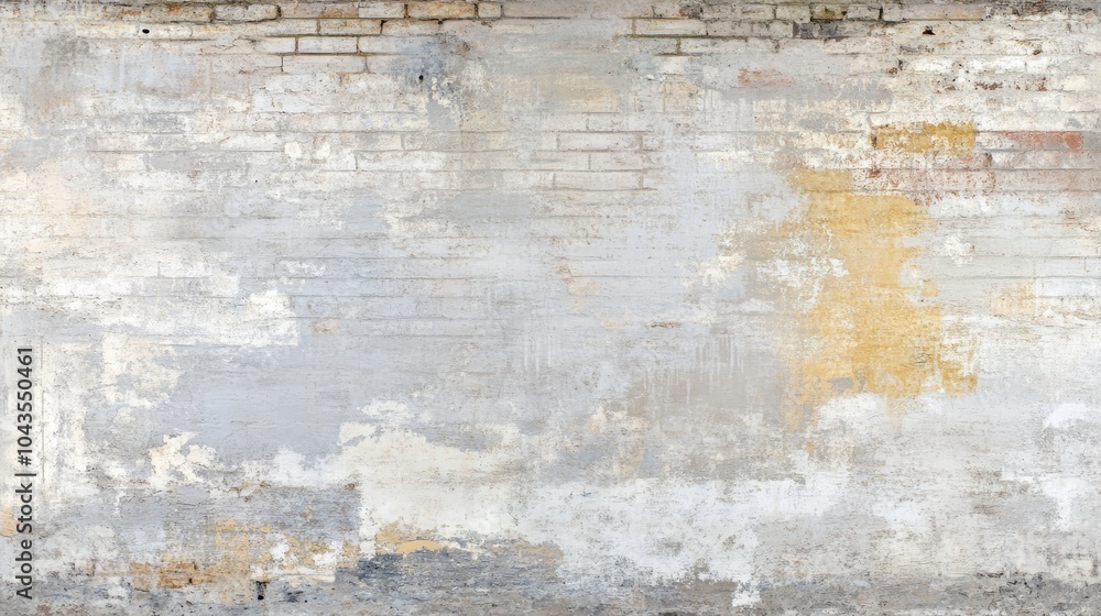 A weathered, textured wall with peeling paint and exposed brick, showcasing a mix of gray and yellow hues. A weathered, textured wall with peeling paint and exposed brick, showcasing a mix of gray and yellow hues.