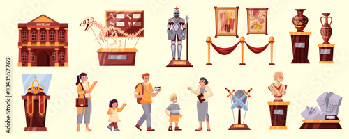 Hand drawn international museum day icons set