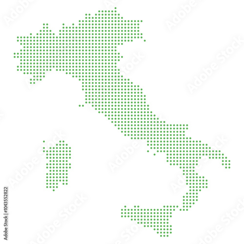 dotted map of italy vector, isolated background. Flat Earth, green map template for web site pattern, anual report, inphographics. Globe similar worldmap icon. Travel worldwide, map silhouette.