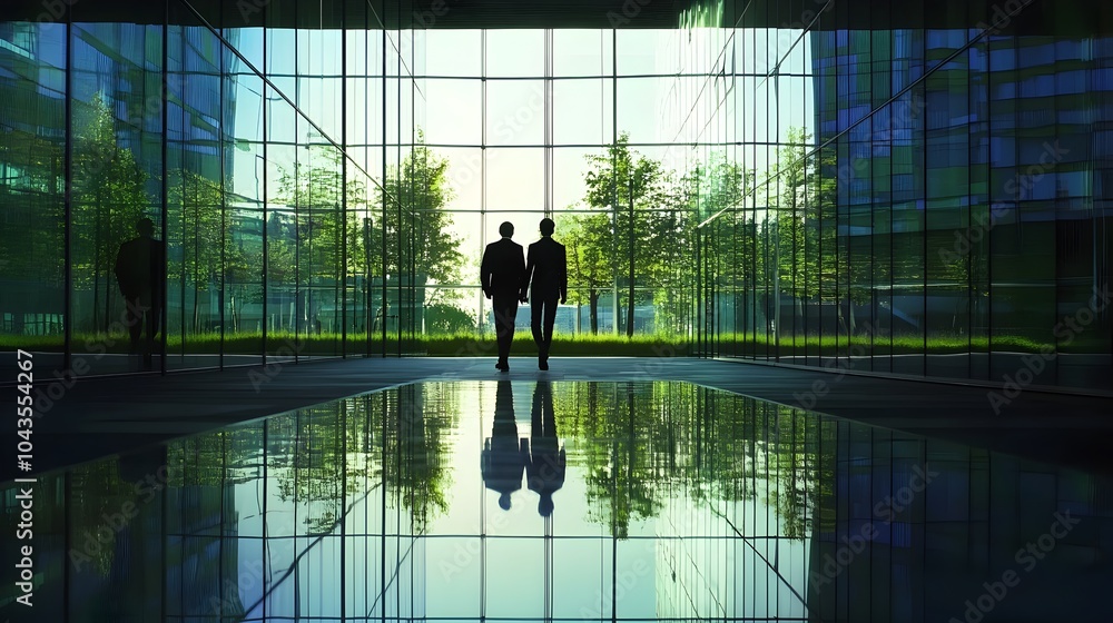 Fototapeta premium Corporate Professionals Entering Modern High-Tech Business Headquarters