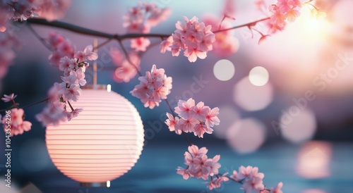 Cherry Blossom Branch With Lantern