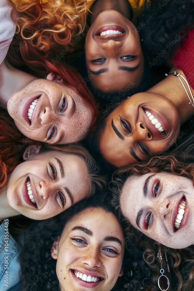 Diverse group of women in a joyful close-up portrait. Generative AI image Diverse group of women in a joyful close-up portrait. Generative AI image