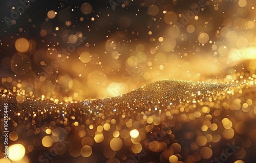 Abstract Gold Glitter Background With Bokeh Lights