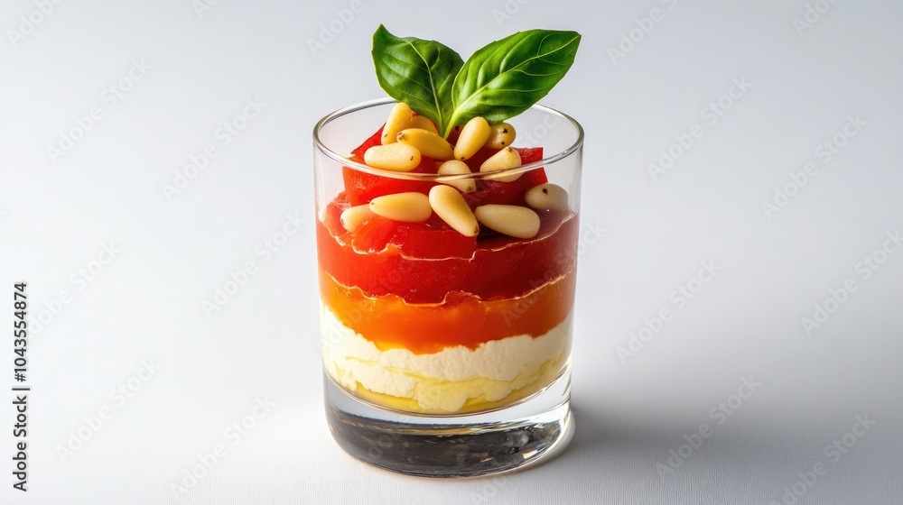 Roasted Pepper Verrine with Pine Nuts and Basil Roasted Pepper Verrine with Pine Nuts and Basil