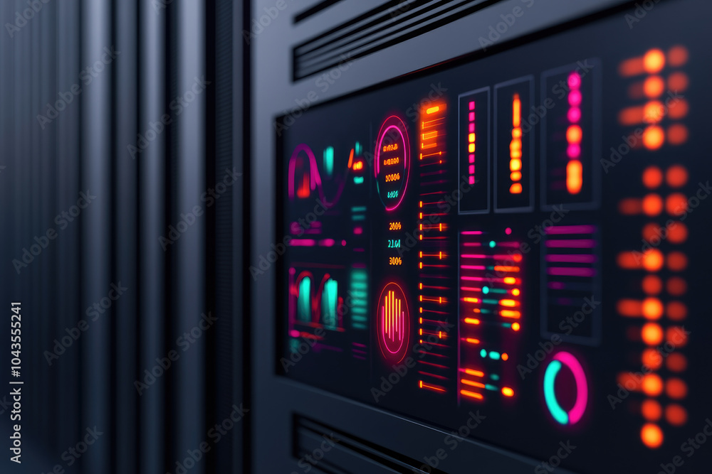 Obraz premium AI-driven analytics interface, glowing graphs and charts, vibrant visualizations, data insights, dynamic interaction, futuristic design