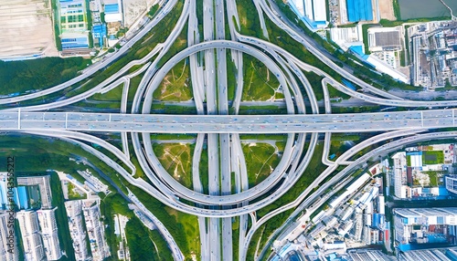 Beauty of Guangzhou's Overpass in Modern City, a Showcase of Transportation Hub photo