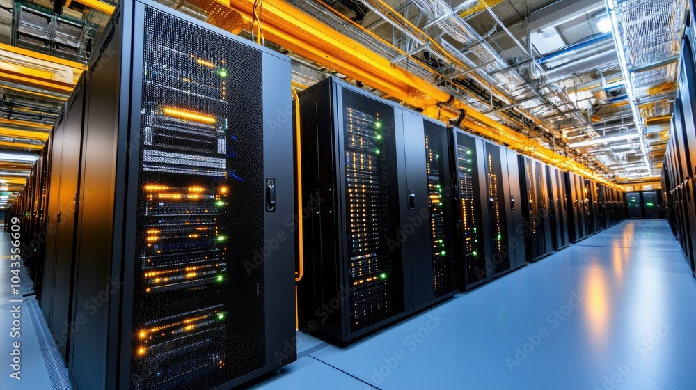 Advanced Data Center Server Racks in High-Tech Facility Advanced Data Center Server Racks in High-Tech Facility