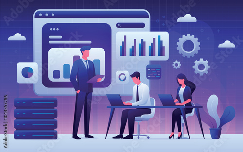 Gradient analyst data cartoon background