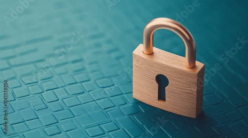 Wallpaper Mural Cybersecurity padlock wrapped in glowing data streams and network grids, set against a digital blue backdrop, data protection concept, secure computing system Torontodigital.ca