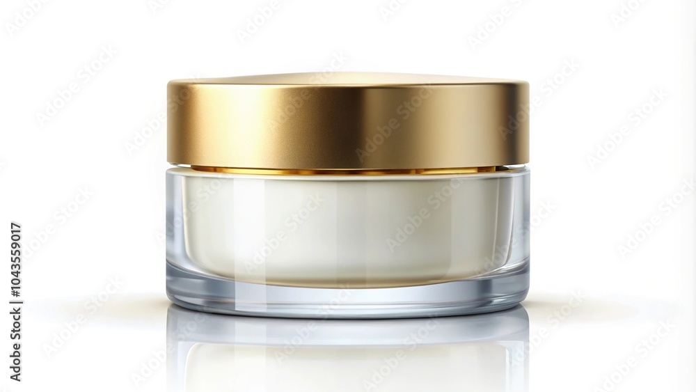 Round glass jar for cosmetics with gold lid packaging Round glass jar for cosmetics with gold lid packaging