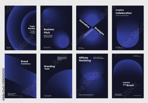 Creative design business marketing poster template vector set. Abstract dark blue gradient designs poster with Business marketing concept. Business modern dael blue gradient design template poster set