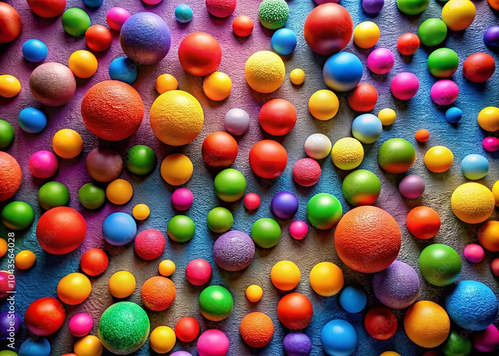 Colorful Bouncing Balls on Textured Wall - Playful and Vibrant Artistic Composition Colorful Bouncing Balls on Textured Wall - Playful and Vibrant Artistic Composition