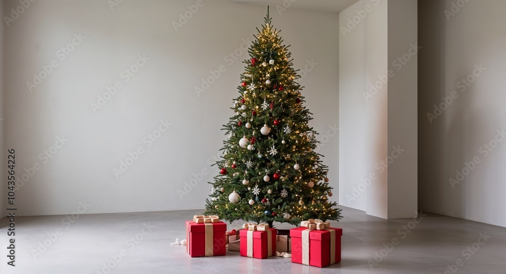 Beautifully decorated Christmas tree in the corner. Beautifully decorated Christmas tree in the corner.