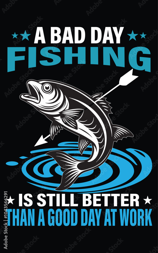 Naklejka premium Fishing T-shirt Design, Fishing Vector Graphic