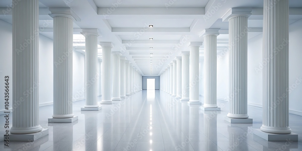White Hallway with Columns - Minimalist Architecture White Hallway with Columns - Minimalist Architecture