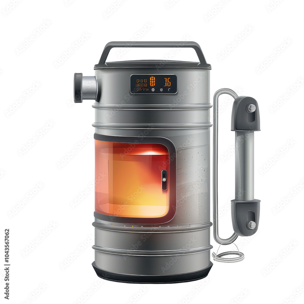 Naklejka premium Modern portable heater designed for efficient warmth, featuring a sleek design and adjustable settings for comfort.. Illustration, png isolated on an empty background