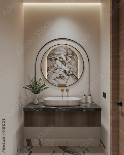 Modern and stylish bathroom in a luxurious concept style..