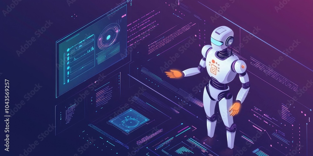 Obraz premium A futuristic resource management system offering AI-driven insights that optimize the use of information and assets.