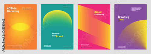 Abstract colorful shape gradient poster set. Business marketing Modern branding strategy in abstract colorful gradient poster. Abstract colorful vector poster set with business marketing concept.