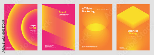 Abstract colorful shape gradient poster set. Business marketing Modern branding strategy in abstract colorful gradient poster. Abstract colorful vector poster set with business marketing concept.