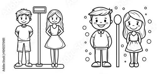 Symbol for a toilet in flat form, a man and a woman interacting in a bathroom, on a transparent background. Icons for homes, public shopping malls, and apps.