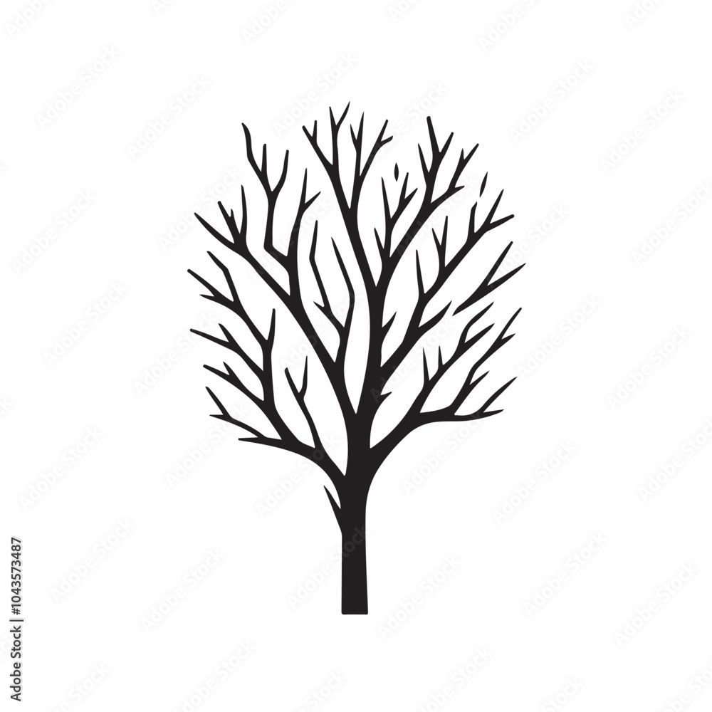 Black And White Silhouette Of A Bare Branch Black And White Silhouette Of A Bare Branch