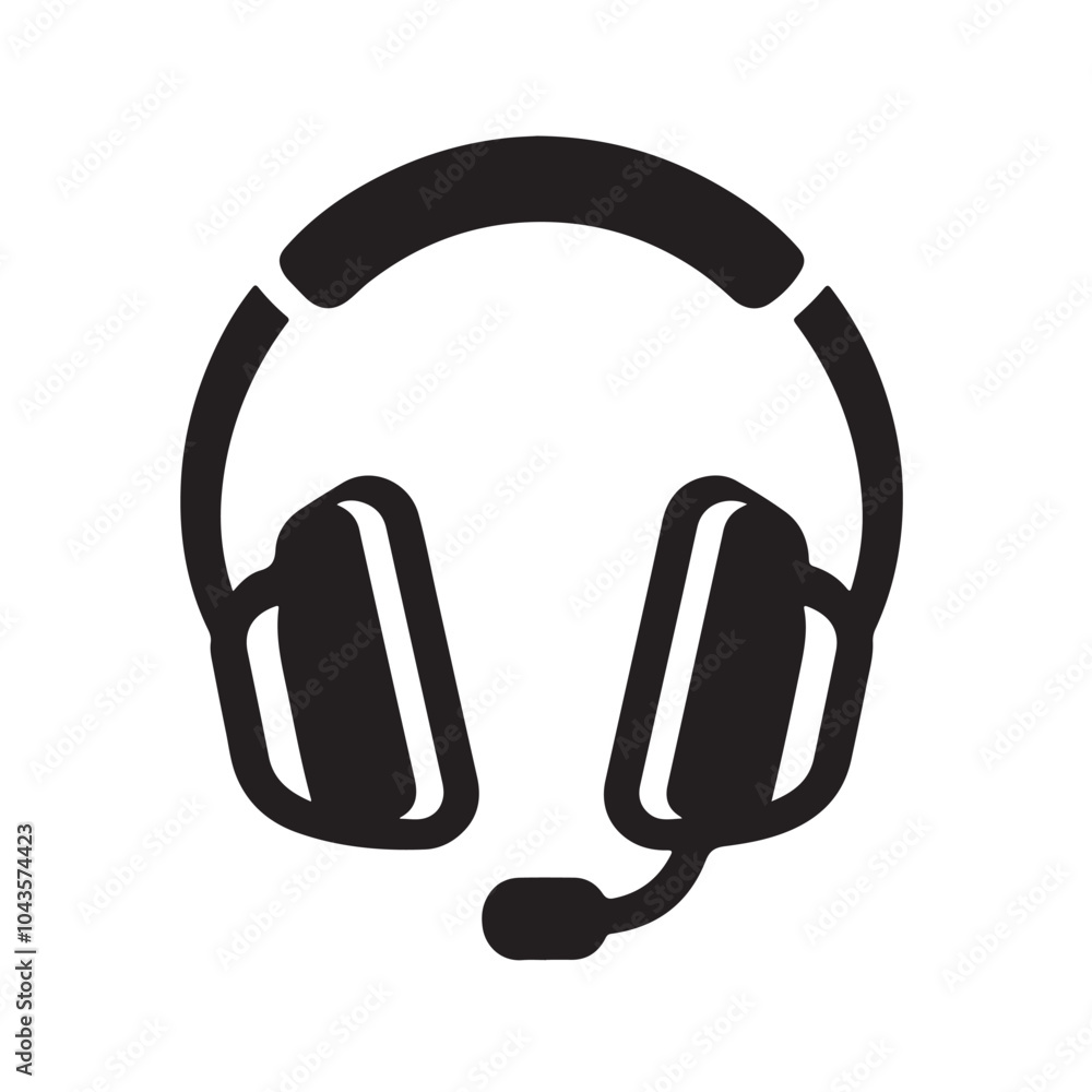 Black and White Headphones Icon Design Black and White Headphones Icon Design