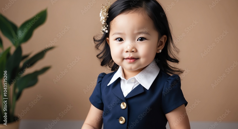 southeast asian toddler girl office formal bright background wearing fashion portrait southeast asian toddler girl office formal bright background wearing fashion portrait