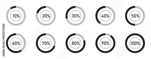 Pie charts diagrams. Different color circles. donut and pie chart infographic elements set. Colorful diagram collection with. Circle icons for infographic.Vector illustration