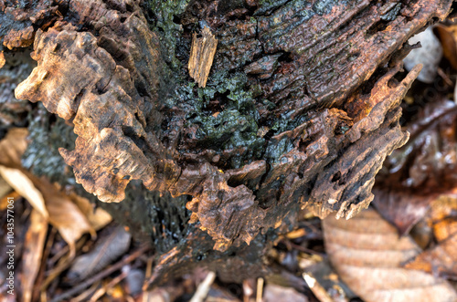 Canvas Print Wet decaying tree stump