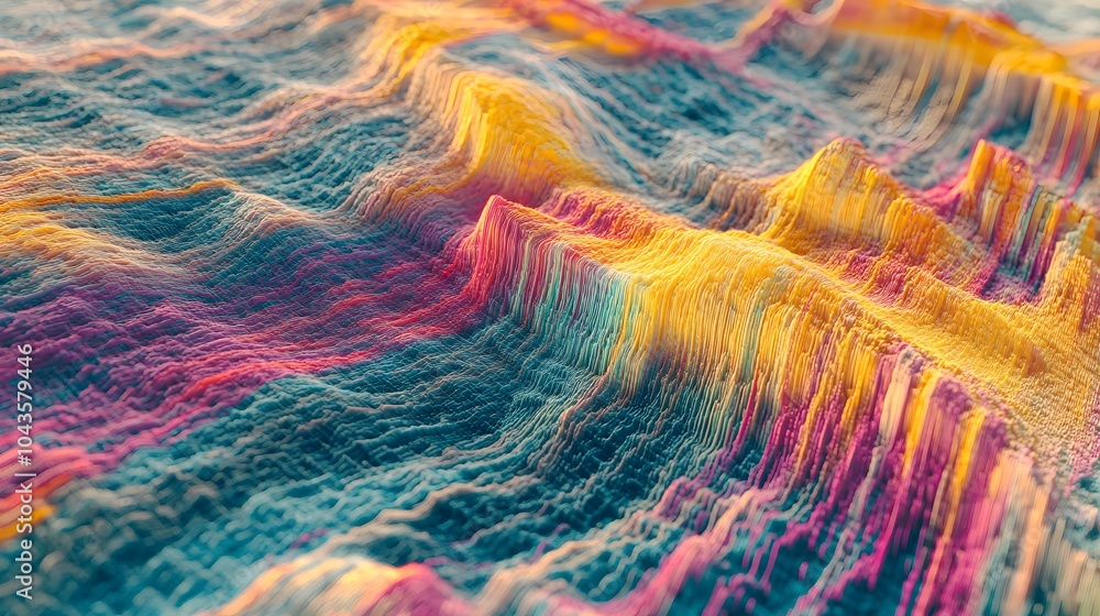 Obraz premium A calm, glowing network of abstract shapes, representing the harmonious flow of data in machine learning models, 4K resolution