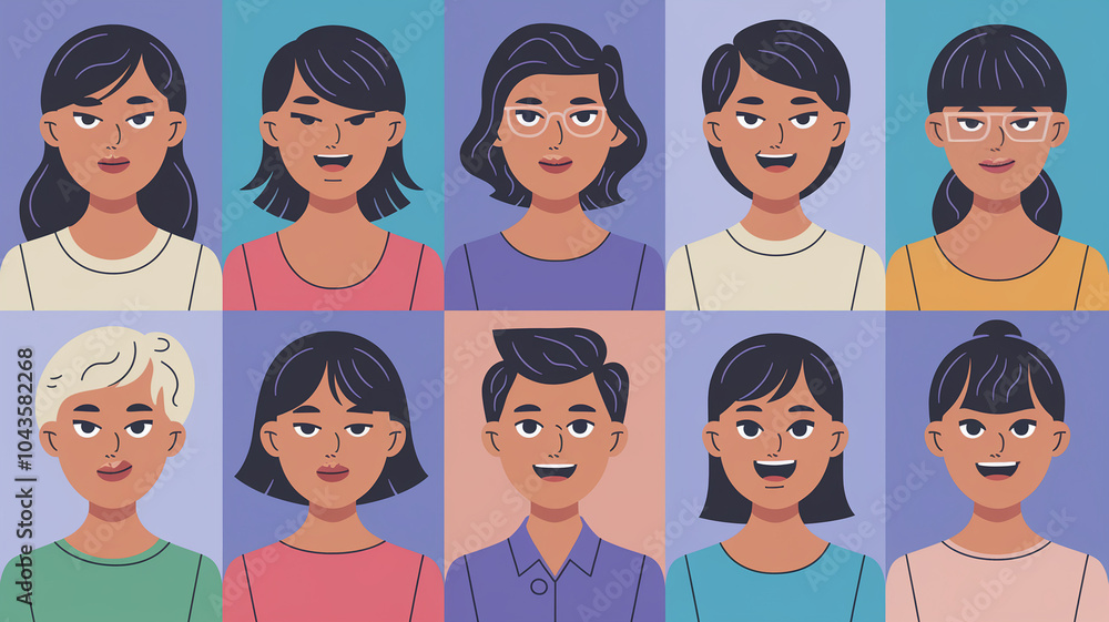 Diverse Group of People Cartoon Portraits Diverse Group of People Cartoon Portraits