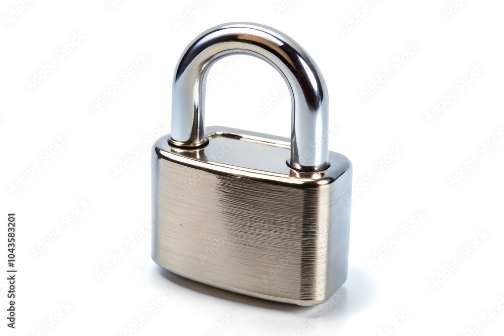 Isolated Shiny Chrome Padlock on White Background for Security Needs Isolated Shiny Chrome Padlock on White Background for Security Needs