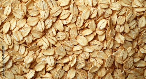 Top View of Rustic Organic Oatmeal Flakes - Healthy Vegan Breakfast Texture