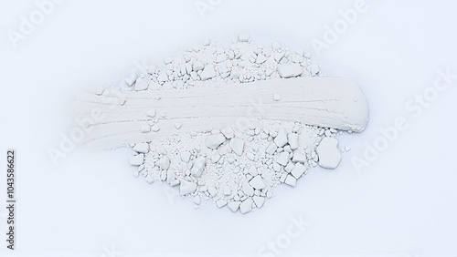 Grey Powder of Gypsum, Clay or Diatomite Isolated, Powdered Calcium or Plaster